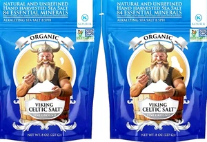 Viking French Gray Celtic Salt 2PK Gourmet Organic Salt Spice 80+min Superfood - Picture 1 of 6