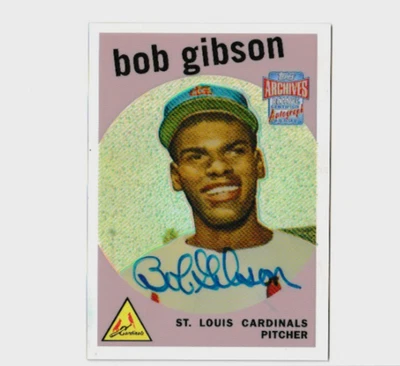 2001 Topps Archives Reserve Rookie Reprint Auto -- 1959 Bob Gibson ARA 10 - Image 1 of 2