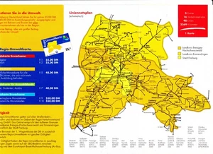 DB: Regio Umweltkarte Freiburg (Südbaden), Faltblatt, 90er Jahre - Bild 1 von 2