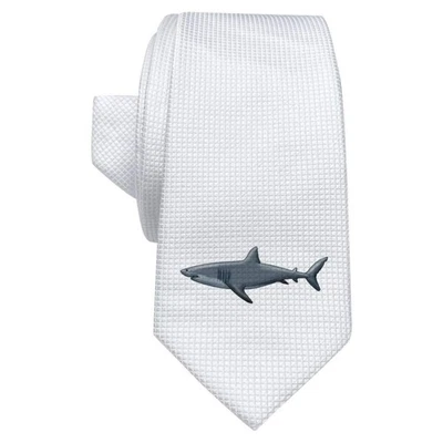 'Great White Shark' White Tie / Necktie with Gift Box (AT00008918) - Image 1 of 4