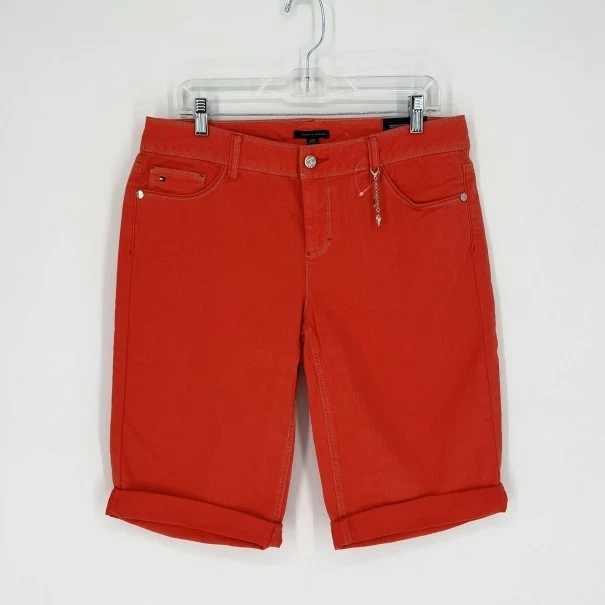 Pantalones Cortos Tommy Hilfiger Para Mujer 12 Naranja Tiro Medio Dobladillo Puño Bermudas Elastizados Nuevos con Etiquetas Foto 1 de 2
