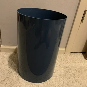 Vintage Plastic KARTELL Blue Cylinder Waste Basket Trash Can Planter - Picture 1 of 12