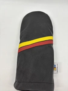 Sunfish Golf Driver Headcover Black Yellow Red Germany Retro Flag Real Leather - Picture 1 of 1