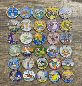 Lote De 30 Cuartos De Estado Coloreados Serie Estatal Ver Fotos Para Estados Cuarto - Imagen 1 de 6