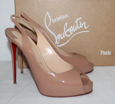 Nuevo con caja Christian Louboutin Nuevo Muy Prive Charol Rubor Punta abierta Bombas 39 Foto 1 de 4