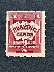 55520 US Stamp revenue BOB Playing Card 1894 RF1 2c MHOG Rare Fresh Clean SP* - Picture 1 of 2