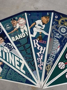 Vintage 90s 7 Piece Randy Johnson Edgar Martinez Seattle Mariners Pennant - Picture 1 of 5