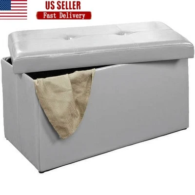 Otomana de almacenamiento doble plegable con compartimento superior acolchado compartimento oculto reposapiés asiento EE. UU. Foto 1 de 4