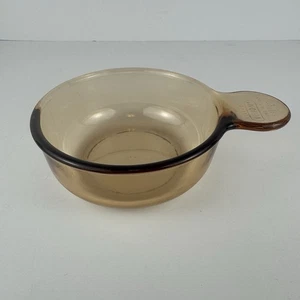 Vintage Corning Vision Amber Glass Bowl V-150-B USA 5.5” Skillet Handle - Picture 1 of 10