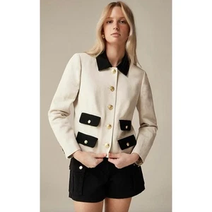 J.Crew Contrast Lady Jacket Textured Linen Blend Dried Wheat Preppy US 8 NWT - Picture 1 of 13