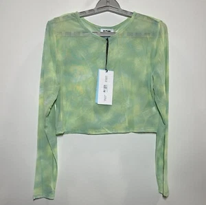 Women's Long Sleeve Tie-Dye Mesh Crop Top - Future Collective Green M - Picture 1 of 2