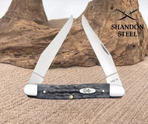 Case XX USA Pocket Worn Crandall GRAY Bone Carbon 58418 Muskrat Pocket Knife NIB - Picture 1 of 3