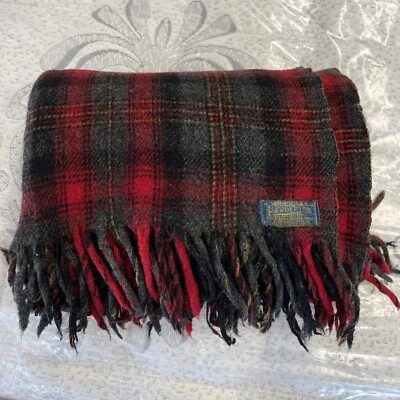 Vintage Pendleton Mills Wool Blanket w/Label ~NICE RED 47 x 57.5. - Image 1 of 4