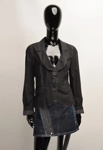 Women's Cop Copine Vintage Y2K Gray Striped Buttons Details Blazer Size 42 - Picture 1 of 11