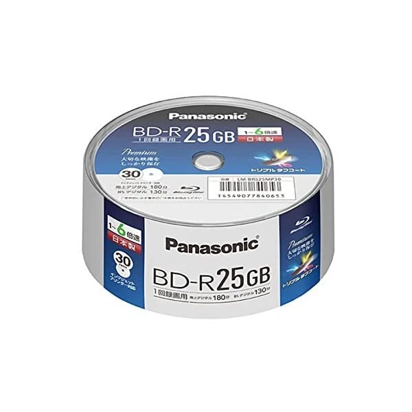 Panasonic Blu-ray BD-R Recordable Disk 25GB 6x Speed 30 Pack in Spindle JAPAN - Image 1 of 1