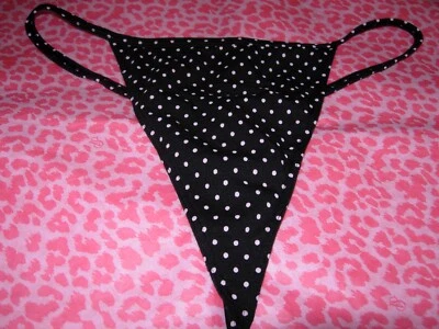 Victorias Secret Sexy V-String G-String Skimpy Strappy Polka Dot LOGO Pantie NWT - Image 1 of 4