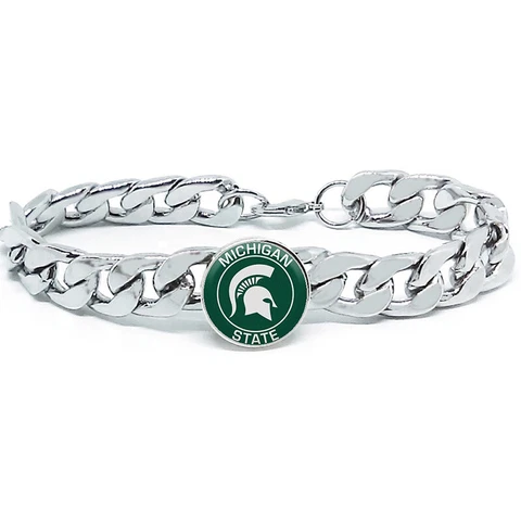 Michigan State Spartans Mens Link Chain Bracelet Gift D4 Cover