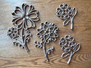 4 Pc Vintage Burwood Wicker Rattan Flowers Wall Decor Syroco Homco 1978 - Picture 1 of 11