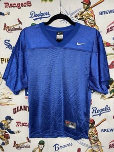 VTG Y2K 90S TEAM NIKE BLUE MESH BLANK FOOTBALL JERSEY YOUTH BOYS MEDIUM - Picture 1 of 8