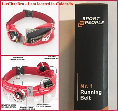 Red Slim Running Belt Women Men Runners Fanny Pack Phone Holder Run Reflective - Image 1 of 4