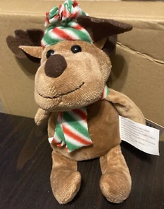 Christmas House Reindeer With Hat & Scarf Soft 8" Plush Stuffed New With Tags - Picture 1 of 6