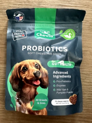 Gut Health Probiotic Dog Chews Enzymes Wild Yam Pumpkin Powder Duck Flavor 70ct - Image 1 of 3