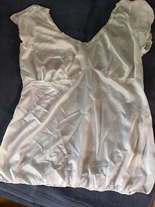 LDS Beehive Clothing Monece Nylon And Lace Round Top Camisole 42 X Large White