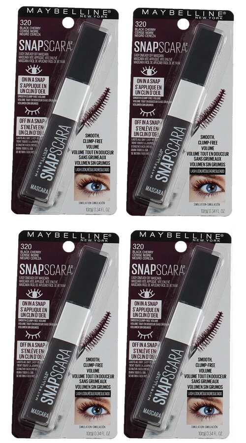 4-Pack NEW Maybelline Snapscara Washable Mascara in 320 Black Cherry (Sealed) - Image 1 of 1