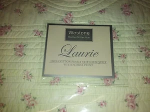 NUEVO Westone LAURIE Almohada Acolchada Cosida Falsa 100% Algodón, Estampado Floral - Imagen 1 de 3