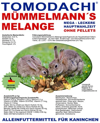 Kaninchenfutter ohne Pellets Natur Hasenfutter viel Gemüse Nüsse Kerne 10kg Sack - Bild 1 von 4