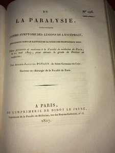 DE LA PARALYSIE considérée Comme Symptôme Des LÉSIONS DE L'ENCÉPHALE. 1827. - Imagen 1 de 2