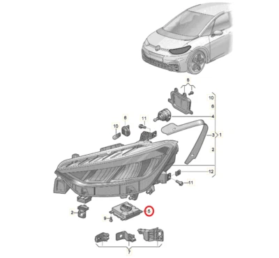 Steuergerät LED-Leuchte ID3 ID4 ID5 Golf VIII 992941591DE Original Volkswagen - Bild 1 von 4