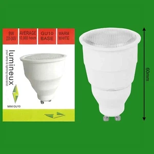6x 9W (=50W) Long Barrel GU10 CFL Energy Saving Reflector 2700K Light Bulb Lamp - Picture 1 of 5