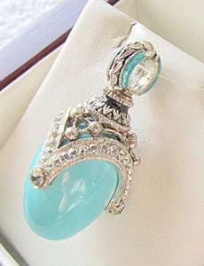 SALE!  RUSSISCHER EI ANHÄNGER MASSIV STERLINGSILBER 925 mit ECHTEM TÜRKIS - Bild 1 von 2