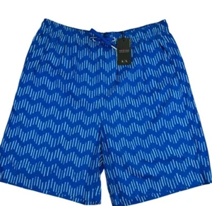 Armani Exchange AX Shorts Men's Small 31 All Over Print Drawstring Blue Swim Gym - Picture 1 of 10