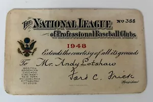 1948 1st HR:Snider/Campanella Ticket Pass Boston Braves Clinch/Musial MVP⚾️ - Imagen 1 de 4