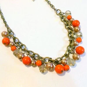 Juego de Pendientes Demi de Collar Tono Naranja Latón Paparazzi - Imagen 1 de 4