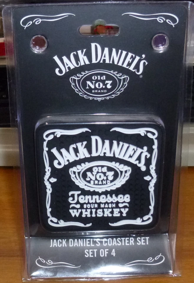 Jack Daniels Old No7 BRAND Set of 4 Rubber Coasters and Ships Fast