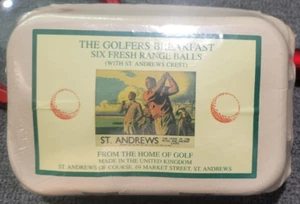 RARE Golfers Breakfast Six Fresh Range Balls w/ St. Andrews Crest FACTORY SEALED - Picture 1 of 8