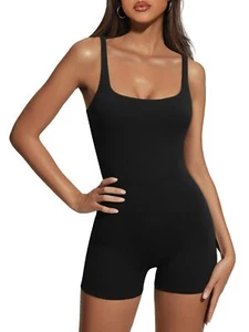 Womens Summer Jumpsuit Romper Casual One Piece Outfit Workout Yoga Black L - Picture 1 of 6