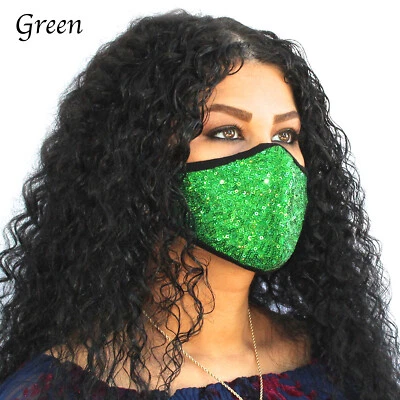 Women Orange Halloween Sequin Glitter Sparkly Mask Wild Orange Mask For Girls - Image 1 of 4