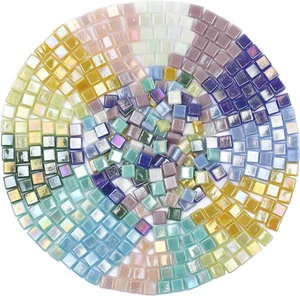 Blue Glass Mosaic Tiles for Crafts, Iridescent Square Mosaic Glass Pieces, Mini - Picture 1 of 7