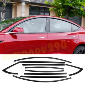 Matt Black Window Frame Molding Strip Cover Trim 10X For Tesla 2017-2022 Model 3 - Picture 1 of 11