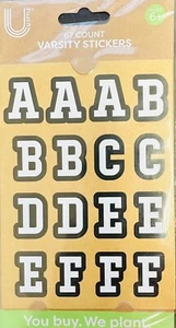 4 Sheets Black & White Varsity Alphabet Letters Stickers Planner Scrapbook Craft - Picture 1 of 2