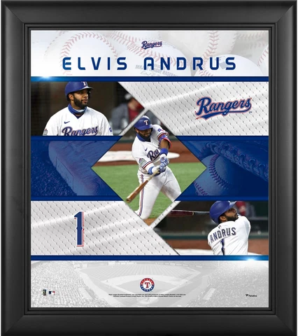 Elvis Andrus Texas Rangers Framed 15x17 Stitched Stars Collage Cover