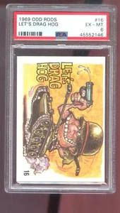 1969 Donruss Odd Rods #16 Let's Drag Hog PSA 6 Graded Sticker Card Odd Rod Lets - Picture 1 of 2