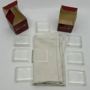 Vintage 1982 Set of 8 Allegro Clear Plastic Floral Motif Dogwood Napkin Holders - Picture 1 of 6