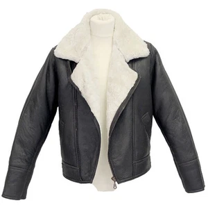 Men's Aviator B3 Crosszip Real Shearling Sheepskin Leather Bomber Flying Jacket - Picture 1 of 7
