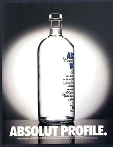 1991 Absolut Profile Absolute Vodka Bottle photo vintage promo print ad - Picture 1 of 1