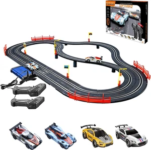 Electric Racing Track Sets for Boys and Kids Including 4 Slot Cars 1:43 Scale an - Picture 1 of 12
